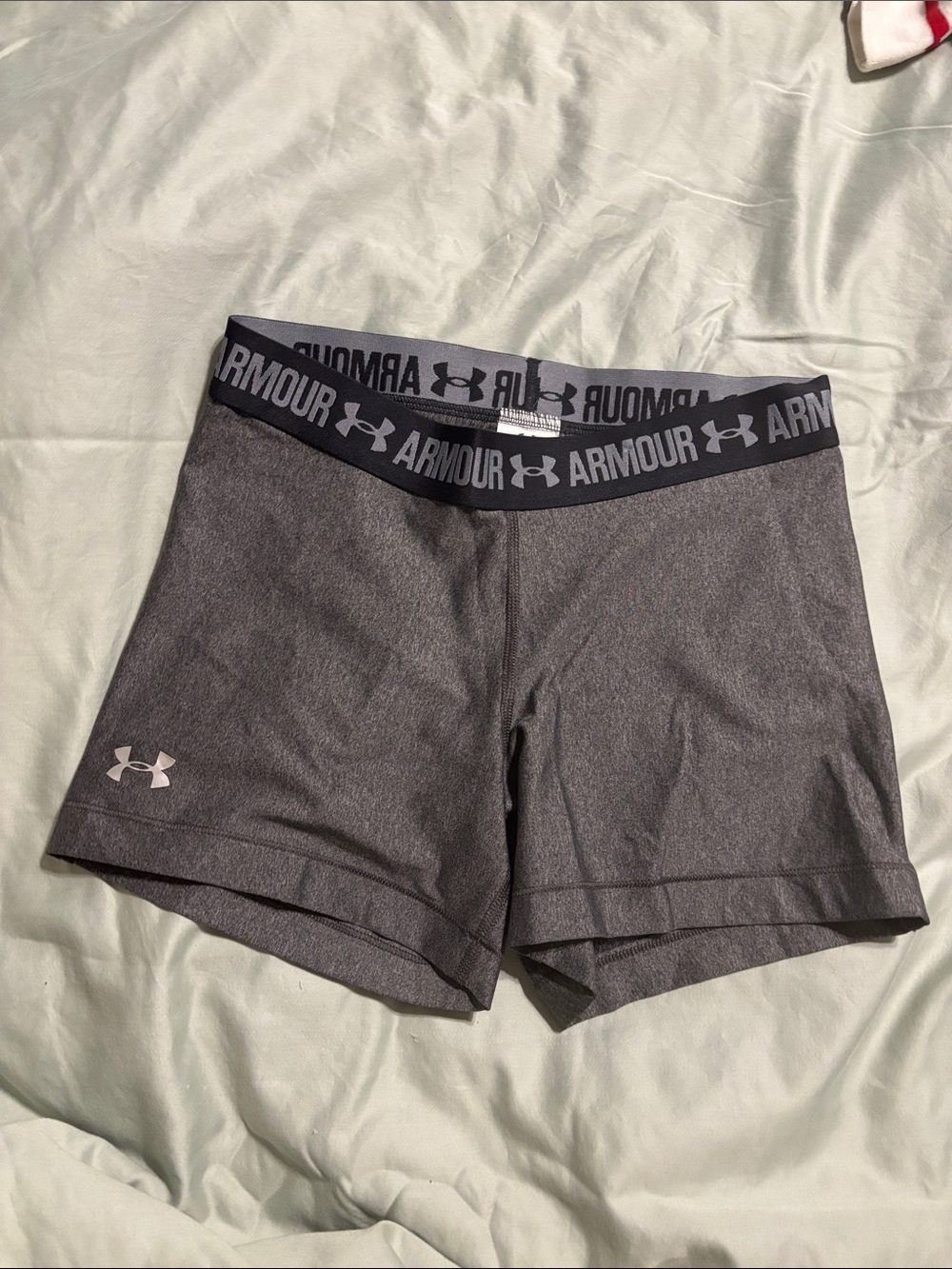 Under Armour Women's Charcoal Athletic Training Shorts with Logo Waistband